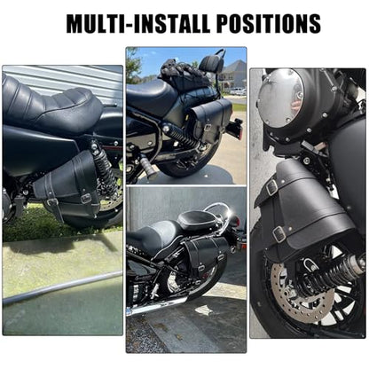 Motorcycle Saddle Bags Leather Motorcycle Solo Swing Arm Bag For Softails Sportsters Choppers Waterproof Side Bags (Black - Right Side, 11.5" x 10.25" x 3.5") - size: Right Side