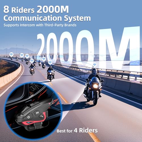 Moman Motorcycle Intercom, 2-Way Intercom Communication Systems, FM Music Sharing, Hi-Fi Stereo, CVC Noise Cancellation, Waterproof BT5.1 Group Helmet Speaker Headset（CPS 1Pack）