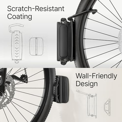 PEGZONE 4 Pack Bike Rack Garage, Bike Wall Mount Heavy Duty, Holds 77 Lbs, Swivel Bike Hangers for Garage, Adjustable Indoor Bike Storage for Bedroom Home Office, 4 Pack - size: 4 PACK