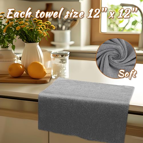 CARTMAN 60 Pack Microfiber Cleaning Cloth, Reusable Tear Away Towels Roll, 12"x12", Multi-Purpose Microfiber Towels Cleaning, Lint Free, Absorbent Cleaning Rags for Kitchen, Car, Glass (Grey) - color: 60pk Grey