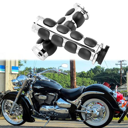 DREAMIZER 25.4MM Motorcycle Handlebar Grips 1 inch Compatible with Honda Shadow Spirit 750 Valkyrie Fury VTX1300 VTX1800 VT400 VT750 VT1100 - Smooth - style: Flat-chrome