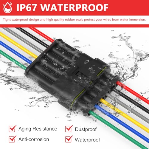 6 Pin Waterproof Electrical Wire Connectors 5 Pack Weather Pack Connectors Kit 20AWG Male and Female Automotive Wire Connectors for Car Truck Motorcycle Boat Auto Wiring - size: 6pin-5Pack