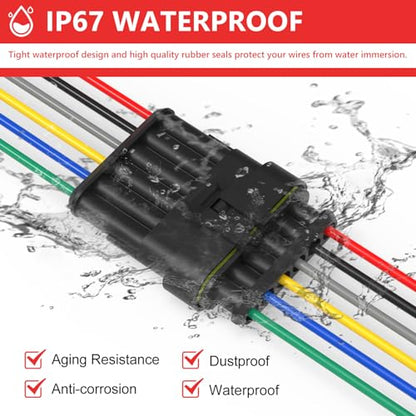 6 Pin Waterproof Electrical Wire Connectors 5 Pack Weather Pack Connectors Kit 20AWG Male and Female Automotive Wire Connectors for Car Truck Motorcycle Boat Auto Wiring - size: 6pin-5Pack