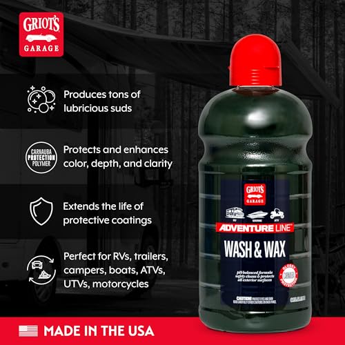 Griot's Garage Wash and Wax for RVs, Campers, Trailers, Boats, ATVs, UTVs, Motorcycles, Works on Paint, Chrome, Vinyl, Plastic, Rubber, Glass, and More, 10809, 64oz