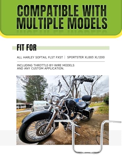 Green-L 1 1/4" Ape Hanger 14" Rise Handlebars Fit for Harley Sportster XL883 XL1200 Softail FLST FXST Custom Motorcycle 1.25" Handle Bar - size: 14" Rise, style: Style A Chrome