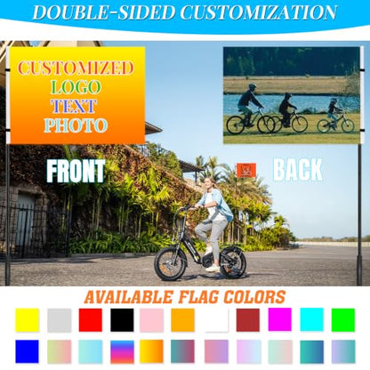 Personalized Bike Safety Flag with Pole - 6-Foot Adjustable Pole, Custom Safety Flag for Kids, Bicycles and Golf Carts (Rectangular flag - 1PC) - color: Rectangular flag - 1PC