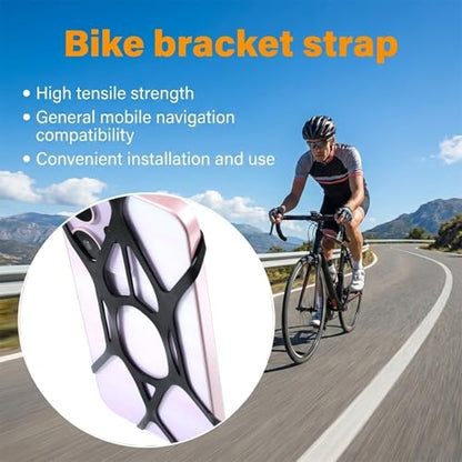 Rubber Phone Holder, 6 Pack Motorcycle Phone Mount Tether Ultra-Stable Bike Bands Compatible Bicycle Phone Mount for Scooter Bike Bicycle Motorcycle Handlebar (Black)