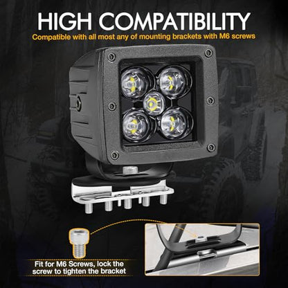 Hood Mount LED Light Pod Brackets, 2PCS Universal Light Bar Hood Mounting Bracket Clamp for Truck Pickup SUV UTV Car No Drilling 304 Stainless Steel - size: hood mount brackets