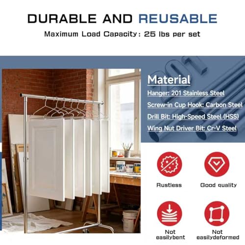 20 Pack Cabinet Door Hangers for Spray Painting & Paint Drying Kit | Positioning Lock, 25 lbs Capacity, Less Flipping, More Stable Hanging