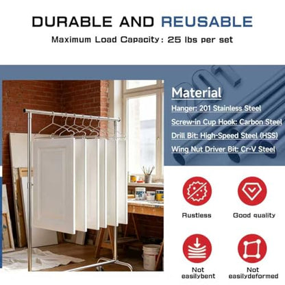 20 Pack Cabinet Door Hangers for Spray Painting & Paint Drying Kit | Positioning Lock, 25 lbs Capacity, Less Flipping, More Stable Hanging