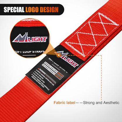 Nilight Soft Loop 1.7”×17" Motorcycle Tie Down Straps Heavy Duty 12000Lbs Max Break Strength for Securing ATV UTV Kayak Moving Cargo (8PK-Red) - color: Red