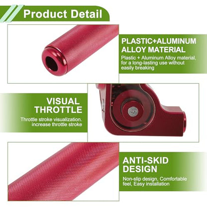 22mm Throttle Grip with 1 Pc 120cm White Throttle Cable 1 Pair of Knobbed Red Handle Sleeves Plastic Aluminum Alloy Motorcycle Throttle Grip Black Red - color: Black + Red