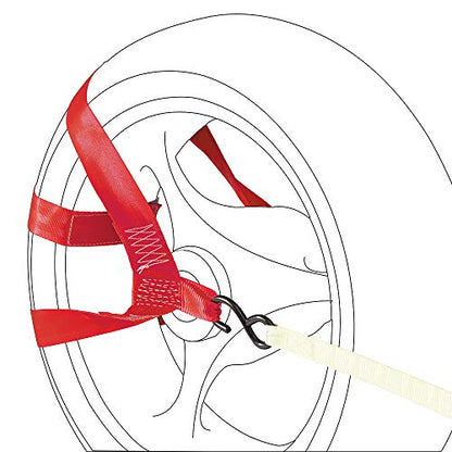 MOTO4U Universal Motorcycle Rear Wheel Tie down Strap in Red - color: red