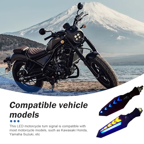 4 PCS Motorcycle Turn Indicator Lights, Arrow Shape Flowing Turn Signal LED with Daytime Running Lights, LED Double-sided Flowing Blinker, Cool Modified Accessories for Motocycle (Blue)