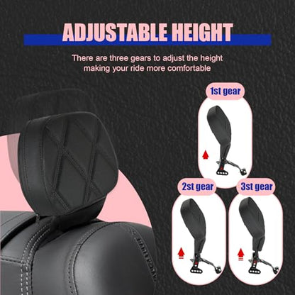 Rider Driver Backrest, Detachable Adjustable Plug-in Rider Backrast Fit for Harley Davidson Touring Road Glide Electra Glide Street Glide Road King CVO 2009-2026, Black Diamond Grid - color: Black New