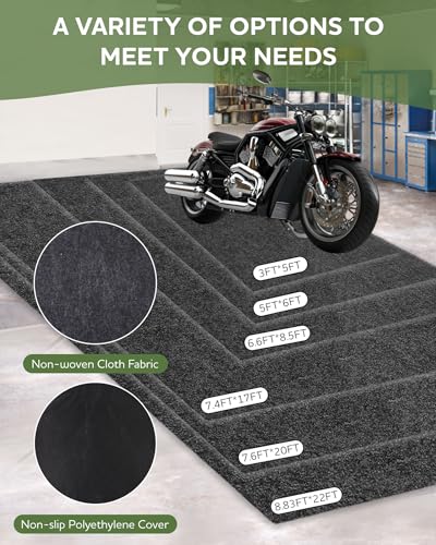 Large Garage Floor Mat 8.83'x22' for Under Car Protects Floor,Cuttable Garage Driveway Oil Drip Mat,Water Containment Rug, Non-Slip Oil Spill Mat for Kitchen/Car-Wash/Driveway/Doorway