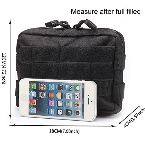 MOLLE Pouches - 2 Pack Tactical Compact Water-Resistant Utility Gadget Gear EDC Pouch - color: Black and Green