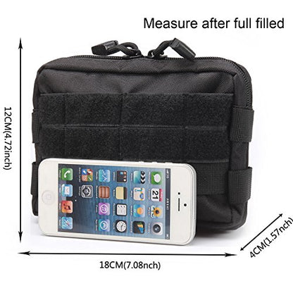 MOLLE Pouches - 2 Pack Tactical Compact Water-Resistant Utility Gadget Gear EDC Pouch - color: Black and Tan