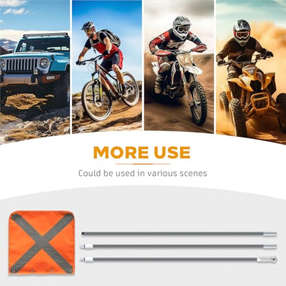 Gray Off-Road Safety Whip Flag - Heavy Duty Orange Flag with Reflective Stripes & Gray Pole for ATV, UTV, Dune Buggy, Can be 3.3', 6.6' or 10' - color: Grey