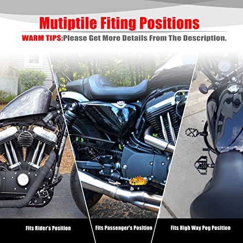 Goldfire Footpeg Offroad Motorcycle Pegs 1 Pair Black CNC Wide Foot Pegs 360° Roating MX Chopper Bobber Style Fits for HD Dyna Sportster Fatboy Iron 883 (Black) - color: Black