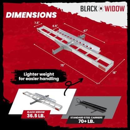 Black Widow Aluminum Dirt Bike Hitch Carrier with Ramp for Truck & SUV, 400-Pound Capacity - Non-Folding Motorcycle, eBike & Fat Tire Bike Hauler, Fits 2-Inch Class III/IV Receiver - style: Single Bike