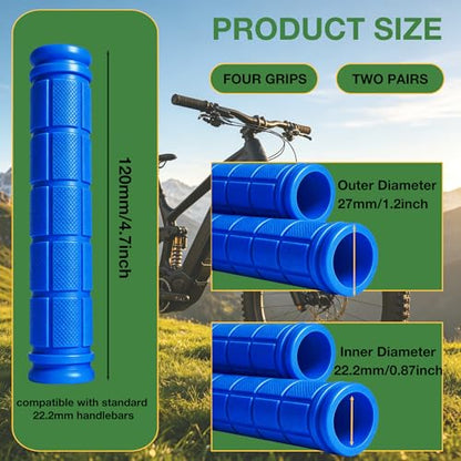 2 Pairs Bike Handlebar Grips for Bikes - color: Black and Blue