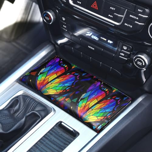 GuoChe Pu Leather Registration and Insurance Card Holder Men Women Document Wallet for any Car, Truck, Motorcycle, Trailer or Boat Lgbt Gay Pride Butterfly Rainbow Flag - color: 1