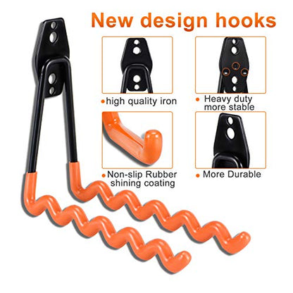 AOBEN 24PCS Garage Hooks, Heavy Duty Double Garage Hanger Organizer Wall Mount Iron Anti-Slip Garage Storage Hooks for Ladder, Power Tool,Bike,Ropes（23 Hooks & 1 hoder Strap-Black - size: 24PCS BL