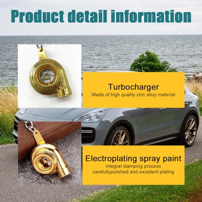 Car Parts Model Key Chains, Car Lovers Key Chain Set, Metal Car Parts Keyring, Universal Turbo Keychain for Car Lovers (K6-Gold), 3.94*0.43inches - color: K6-gold