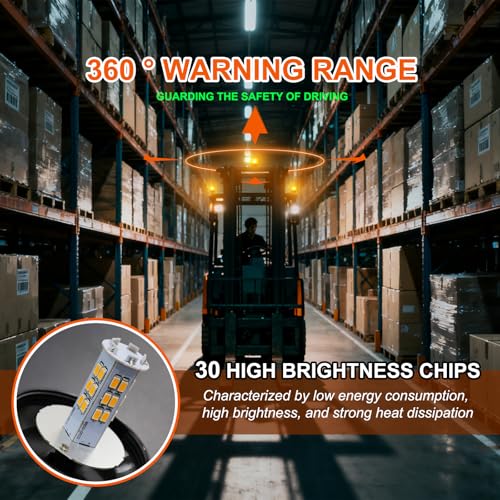 2PCS Amber Emergency Strobe Lights, Universal Flashing Beacon Lamp | 30 LED High Visibility Warning Lights, IP65 Waterproof Rating, for Cars, Truck, Vans,Tows, Tractors, Forklifts, Vehicles