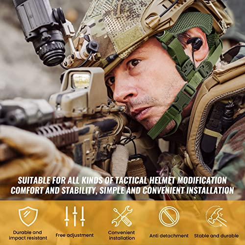 Tactical Helmet Chin Strap Adjustable Dial 4 Points Suspension System with Bolts and Screws for Tactical Fast MICH Bump Helmet Accessory - color: Green