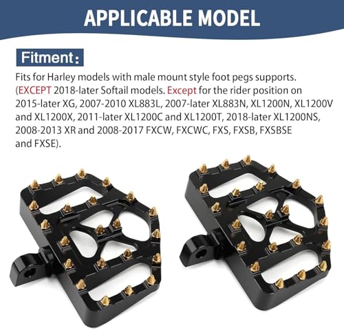 Foot Pegs Rest Pedal Pad Footpegs FloorboardsCompatible For For Harley Dyna Street Bob Sportster 883 Fatboy Touring Road Glide (Black)