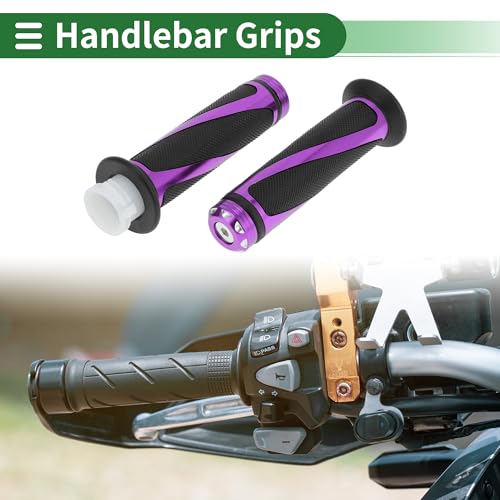 7/8" 22mm 15/16" 24mm Motorcycle Hand Grips Cover Kit Aluminum Alloy Rubber Handle Bar Throttle Grips for Motorcycle Scooter Bicycle ATV Purple 1 Set - color: Purple