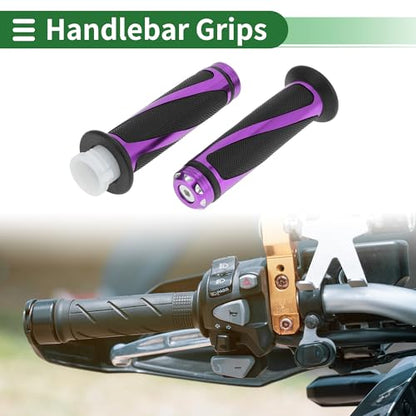 7/8" 22mm 15/16" 24mm Motorcycle Hand Grips Cover Kit Aluminum Alloy Rubber Handle Bar Throttle Grips for Motorcycle Scooter Bicycle ATV Purple 1 Set - color: Purple