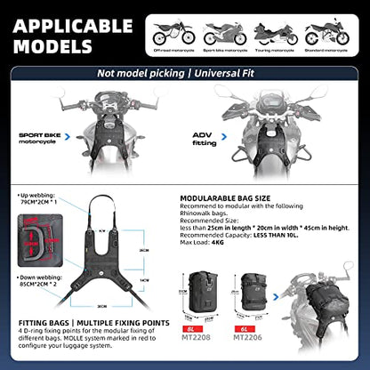 Rhinowalk Motorcycle Tank/Saddle Mount Base for Fuel Tank Bag/Saddle Bag/Tail Bag/Seat Bag/Walkie Talkie Motorcycle Accessory