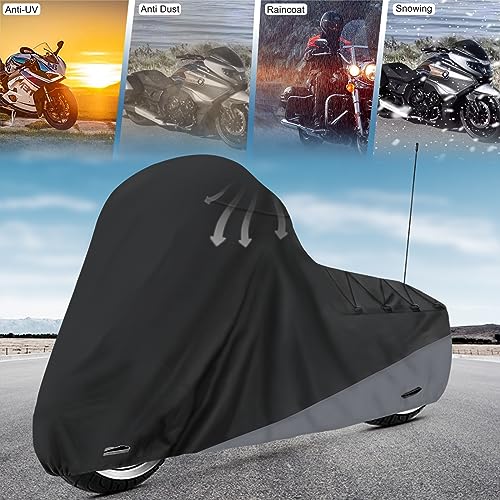 XYZCTEM Motorcycle Cover for Touring Models Harley Davidson Road King Road Glide Street Glide Electra Glide Low Rider-ST Indoor & Outdoor All Weather Protect from Dust Sunlight Rain, Black - size: Side Box
