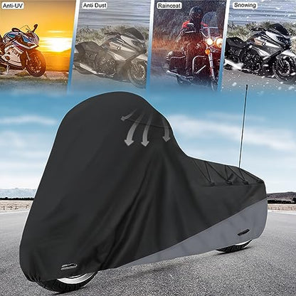 XYZCTEM Motorcycle Cover for Touring Models Harley Davidson Road King Road Glide Street Glide Electra Glide Low Rider-ST Indoor & Outdoor All Weather Protect from Dust Sunlight Rain, Black - size: Side Box