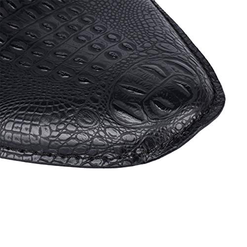 Universal Motorcycle Crocodile Leather Saddle Solo Seat Cushion Spring for Honda/Yamaha/Kawasaki/Suzuki/Bobber/Chopper (Black) - color: Black