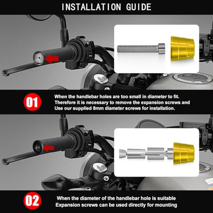 Universal Motorcycle Bar Ends Plug, 7/8" 22mm CNC Aluminum Alloy Motorcycle Handle bar Ends Plugs Compatible With Honda Kawasaki Suzuki Yamaha And Almost Motorcycle Model (Gold) - color: Gold