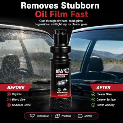 JUEJUEZI Premium Headlight Restoration Kit 100ml - 3-Step Cleaning Polish & Protective Coating for Foggy Yellowed Headlights, Long-Lasting UV Protection, DIY Car Lens Maintenance