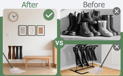 4 Pair Boot Rack Organizer Tall Boots for Wall Mounted - Wader Hangers for Drying Fishing Rain Hiking Tall Cowboy Boots - Boot Hanger Holder for Indoor Outdoor Entryway Garage Mudroom Closet
