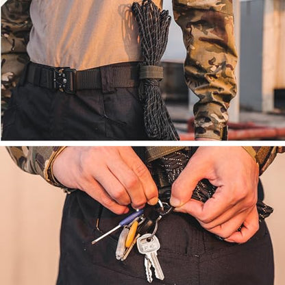 Azarxis Tactical Molle Key Ring Gear Clip Keychain Keeper Belt Hanging 360 Degrees Rotate Hook Holder - color: #02 Black - 4 Pack