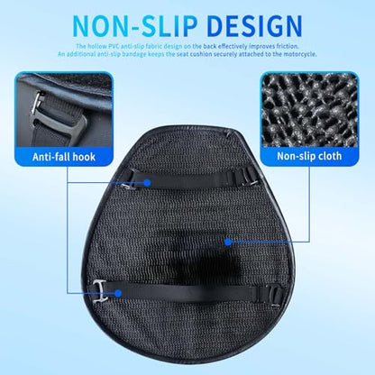 Motorcycle Gel Seat Cushion Moto 3D Honeycomb Waterproof Function Universal Seat Cover Structure Breathable Shock Absorption Reduces Motorcycle Gel Seat Pad for Comfortable Long Rides