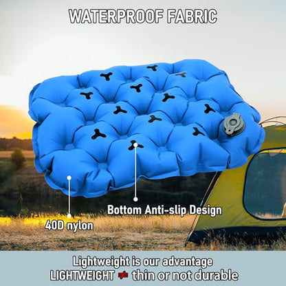 Inflatable Seat Cushion, Lightweight Stadium Seat Pad, Travel Air seat Cushion Anti-Slip for Airplane, Long Flights, Hiking, Climbing, Home and Camping, Compact Air Cushion - color: Blue