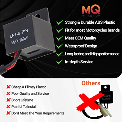 2 Packs 2-Pin 12V Electronic LED Flasher Relay LF1-S-PIN MAX 150W - Rate Control Flasher Relay for Motorcycle Fixes Turn Signal Bulbs Hyper Flash - Premium Part by MQparts