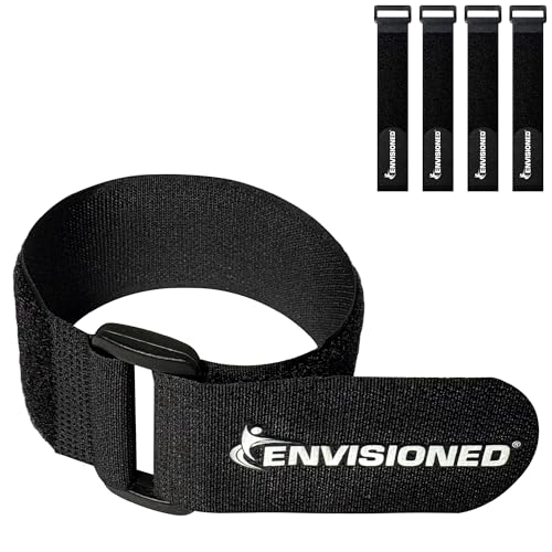 Reusable Cinch Straps 2" x 100" - 4 Pack, Multipurpose Strong Gripping, Quality Hook and Loop Securing Straps (Black) - size: 2" x 100"