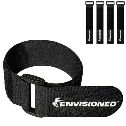 Reusable Cinch Straps 2" x 100" - 4 Pack, Multipurpose Strong Gripping, Quality Hook and Loop Securing Straps (Black) - size: 2" x 100"