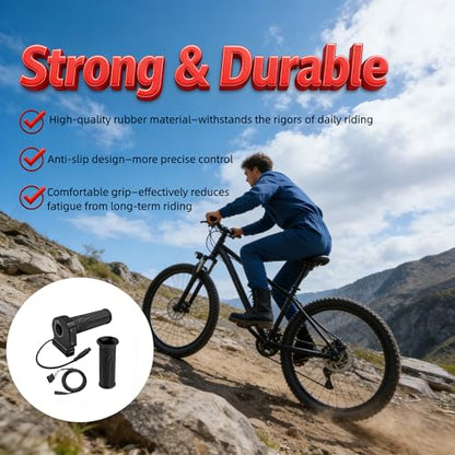 48V Electric Bike Throttle Grip with LCD Voltage Display & Cruise Control | 7/8-inch (22mm) handlebars, 6-Pin Connector, Compatible with Jetson Haze, DYU Y16 & Folding Ebike