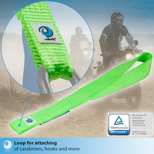 valonic Condor - Soft Loop tie Down Straps Heavy Duty - 2 Pack, 7716lbs, 1.4" x 18", Double Stitched, Green - for Motorcycle Handlebar