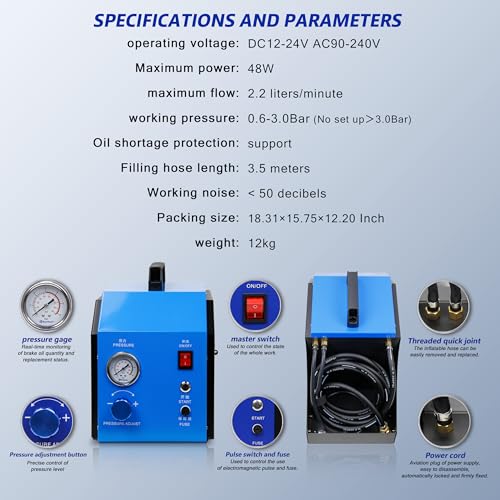 Electric Brake Bleeder Kit, 4-Wheel Simultaneous Smart Pulse Fluid Exchanger, DC 12V /AC 110V Automotive Brake Fluid Oil Exchanger Machine for All Vehicles One-Person Operation - size: 31PCS Kit
